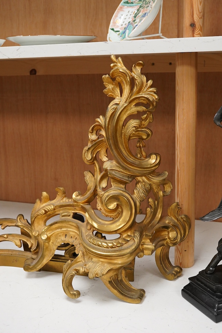 A 19th century ormolu chenet, 44cm tall